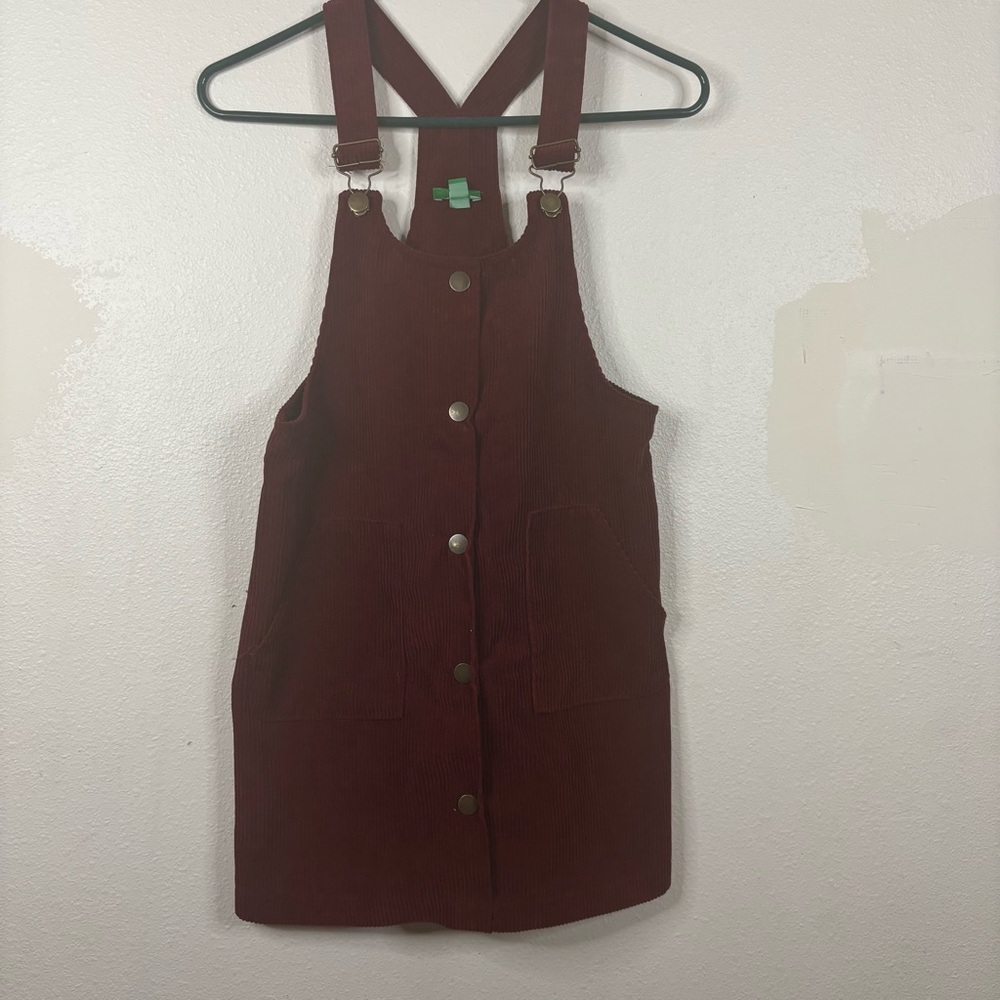 Dip Girls Maroon Corduroy Overalls Sz Med 8-10 Buttons Pockets